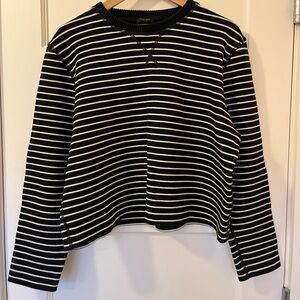 Massimo Dutti • Cropped Striped Knit Sweater • Black & Cream • Size XL